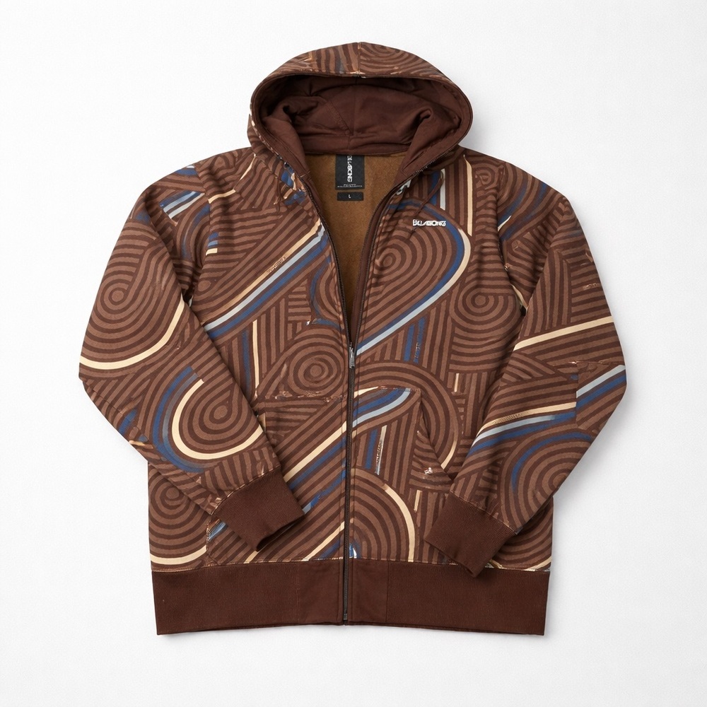 Billabong Brown and Blue Zip-Up Sweater